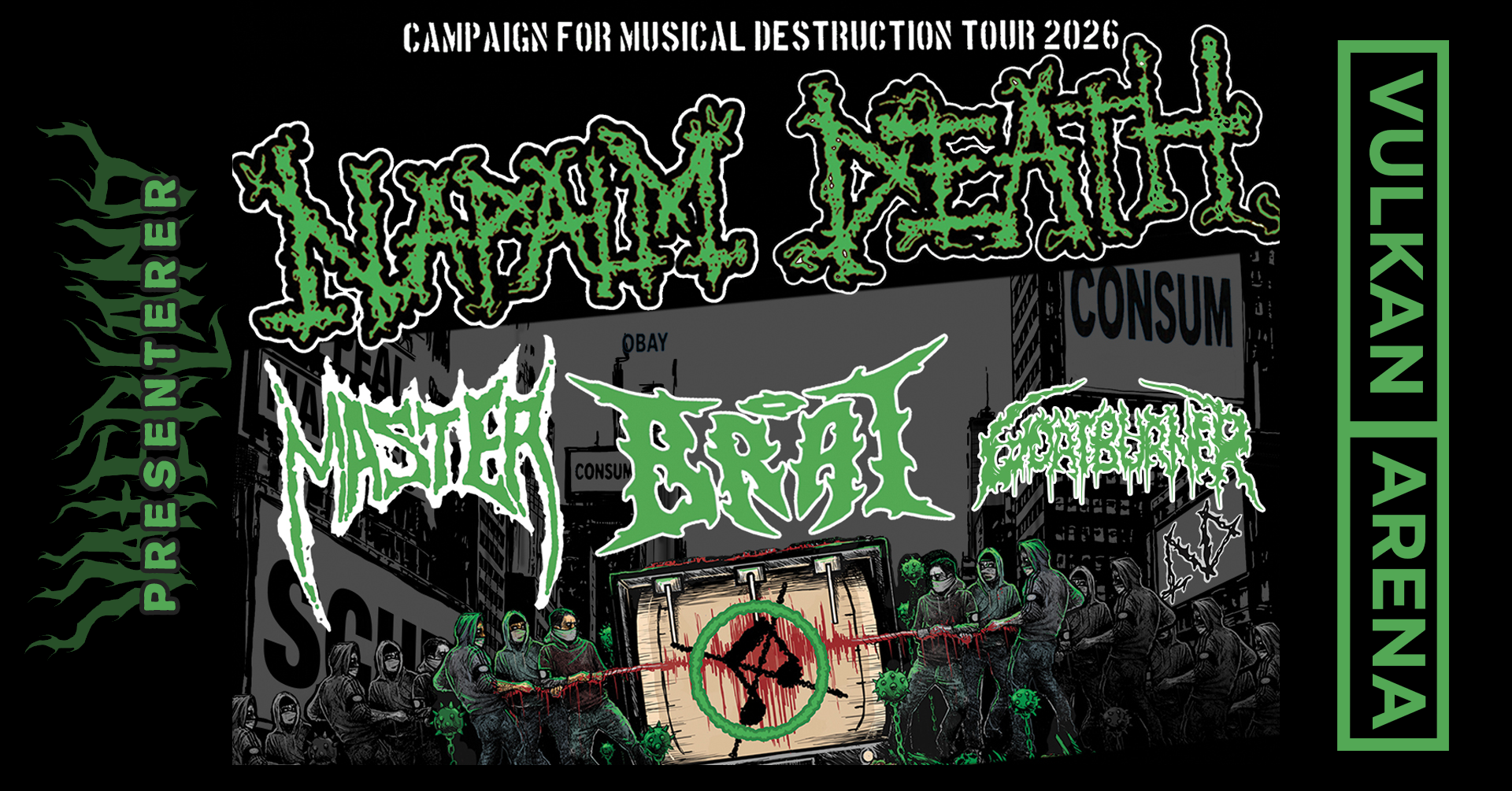 Napalm Death, Master, Brat & Goat Burner